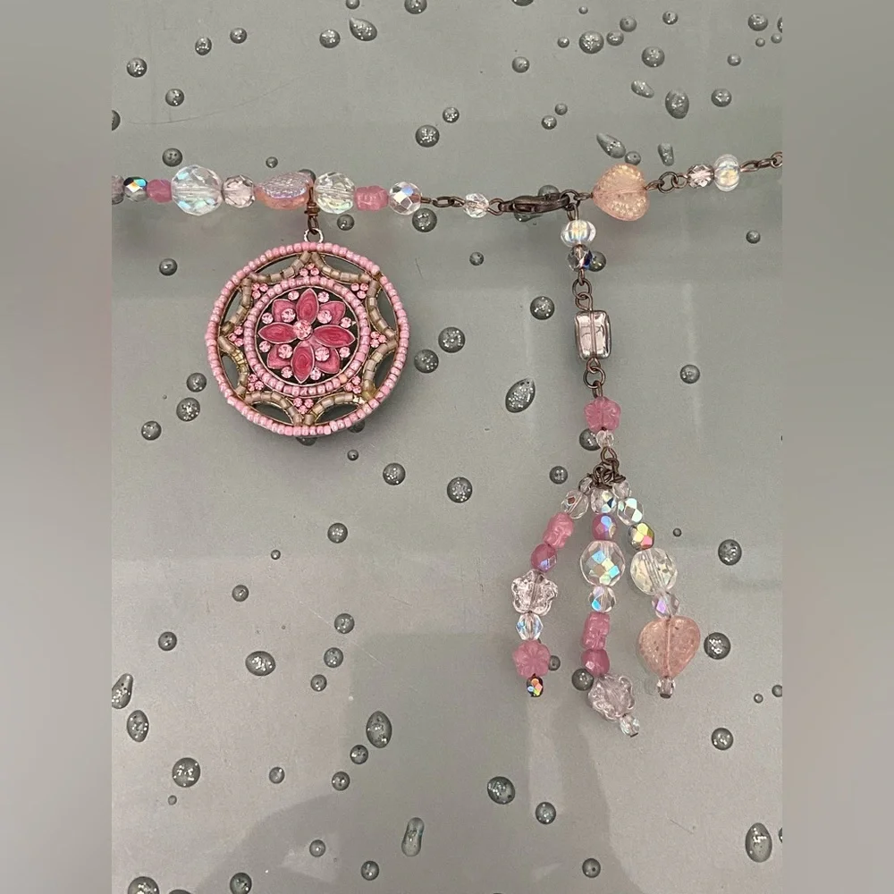 Pink Jeweled Adjustable Beaded Elegant Waist / Hip Bohemian Belt - Picture 2 of 4